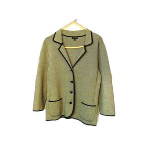 Talbott Blazer Black and gray tweed Silk blend Size large. Button up. Great con